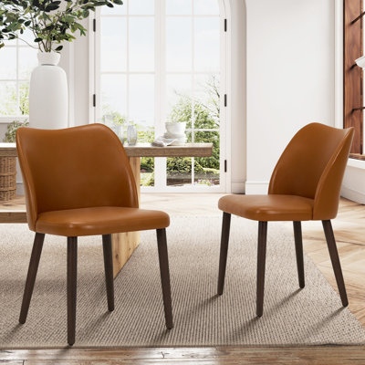 Upholstered Solid Wood Small Dining Chair (Set of 2)