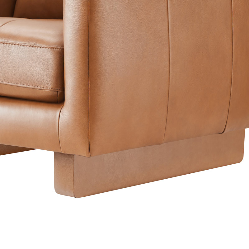 Fauteuil en cuir véritable Burgohy, Brun