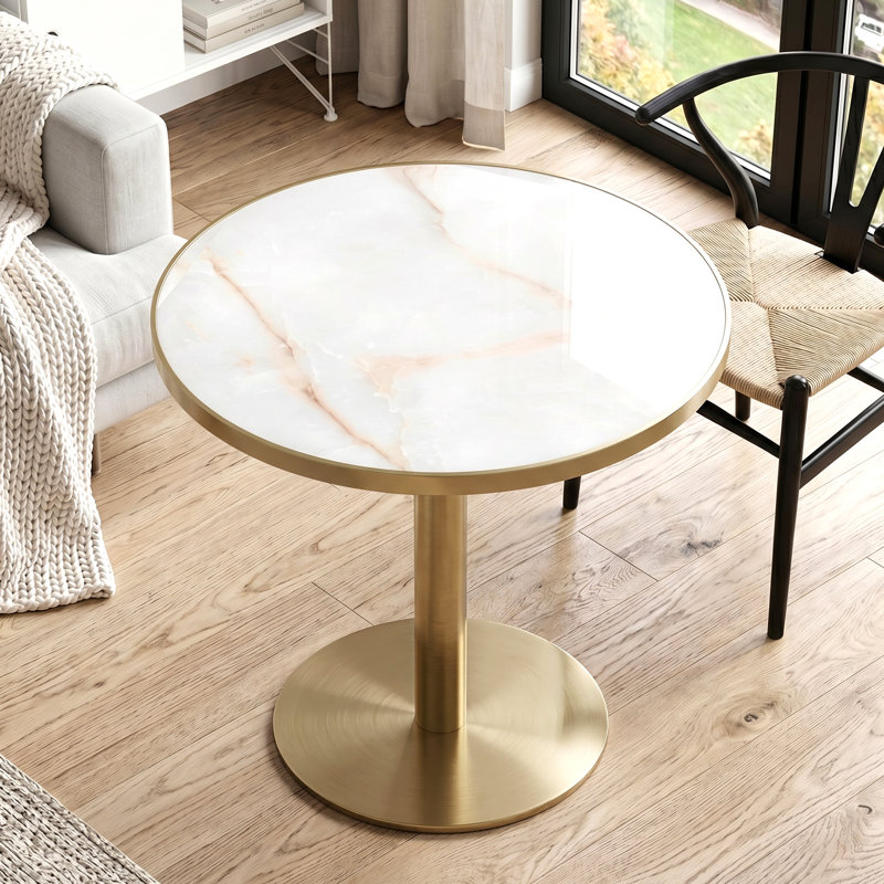 Table bistro 31,5 po en pierre frittée, table de salle à manger carrée / ronde moderne avec 26 options de taille pour le petit café de cuisine
