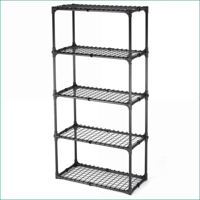 Tablette de rangement, grille métallique résistante à 5 niveaux | Capacité de 550 lb | Acier noir