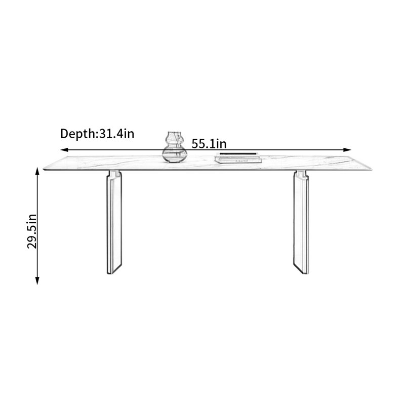 Verka Rectangular Dining Table, 29.5"H x 31.4"L x 55.1"W