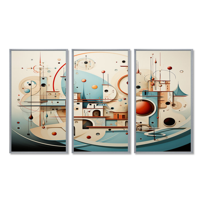 Cyniyah - ensemble d'art mural paysage urbain, H 28 po x l 36 po x P 1 po, Encadrement argenté