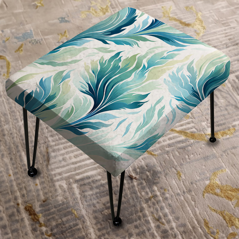 Repose-pieds rectangulaire bleu et blanc Ikat Breeze III Ikat