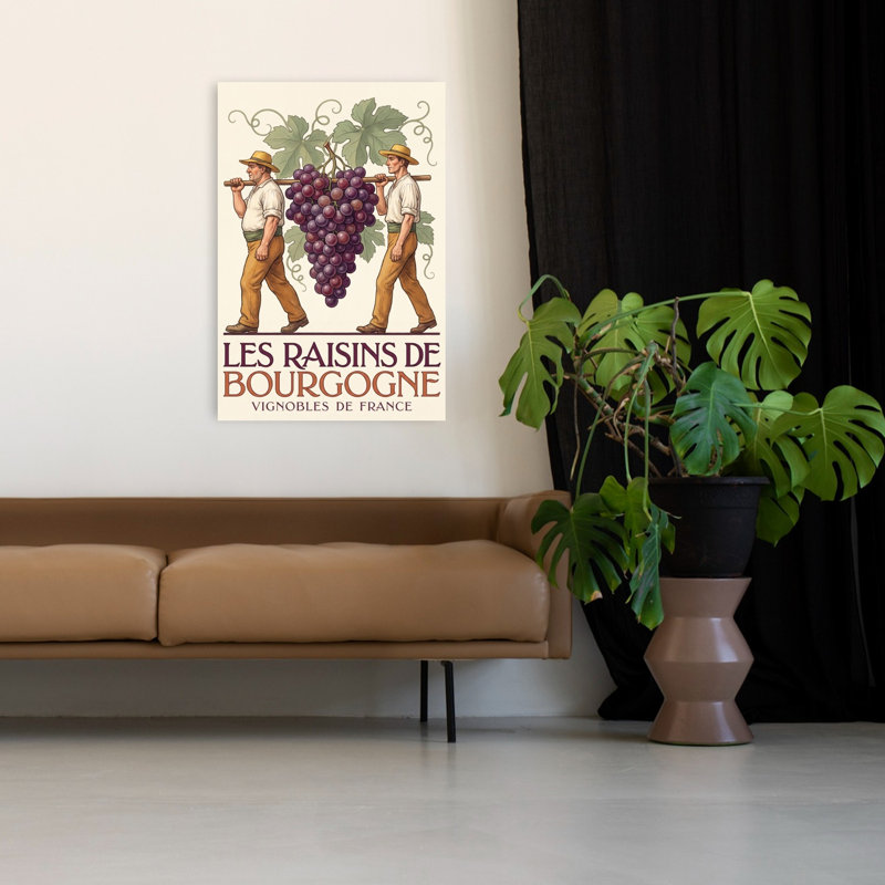 Bourgogne, vendange, vendange, rétro, fruits abstraits, paysage, impression murale, H 48 po x l 32 po