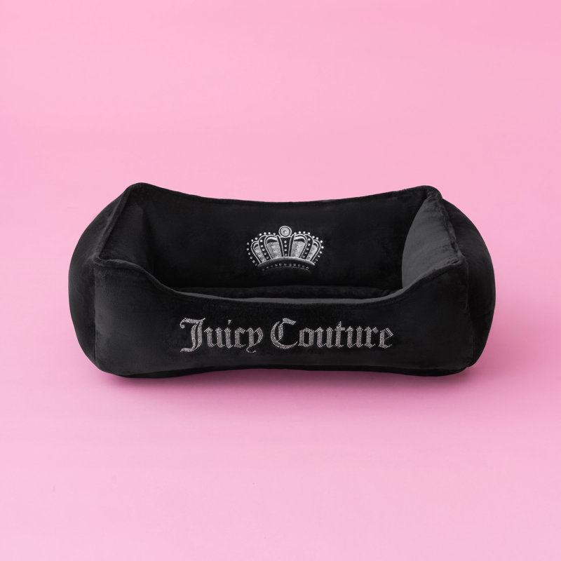 Juicy Couture Bling And Crown Pet Bed, Black, 10" H x 18" W x 28" D