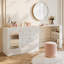 Bureau de meuble-lavabo de coin moderne avec rangement, meuble-lavabo de maquillage en L avec plateau tournant et armoire