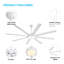 Ventilateur de plafond industriel de 120 po avec lumière et télécommande, grands ventilateurs de plafond à 8 pales en aluminium, 3 CCT, moteur CC réversible à 6 vitesses, blanc-1416767981-1416767980