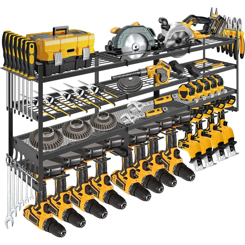Heavy Duty Large Wall Mount Power Tool Organizer and Multi Tier Tool Storage Rack