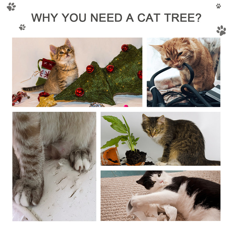 Northborough Cat Tree, Cream, 170cm H x 50cm W x 50cm D