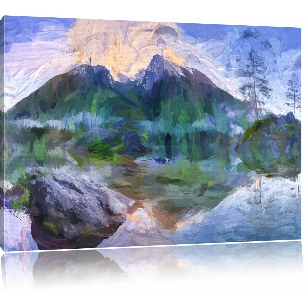 Leinwandbild "Sonnenaufgang am Hintersee", Grafikdruck