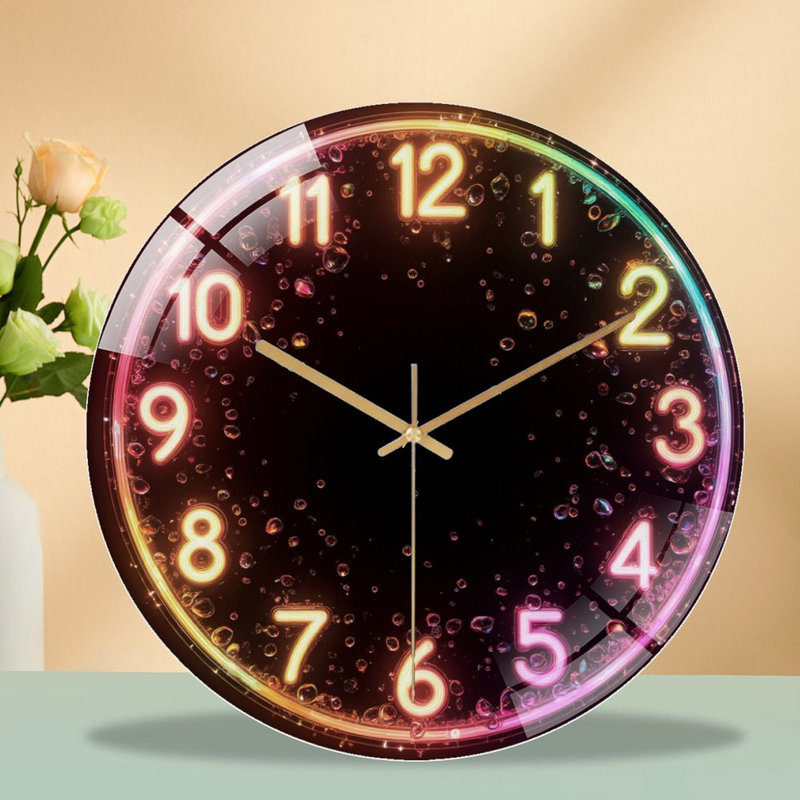Horloge murale en verre Rainbow Neon