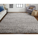 Queens Boulevard Abstract Machine Woven Beige/Charcoal Gray Area Rug