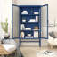 Armoire de rangement à double porte vitrée avec tablettes réglables Buffet en acier laminé à froid-1134338669