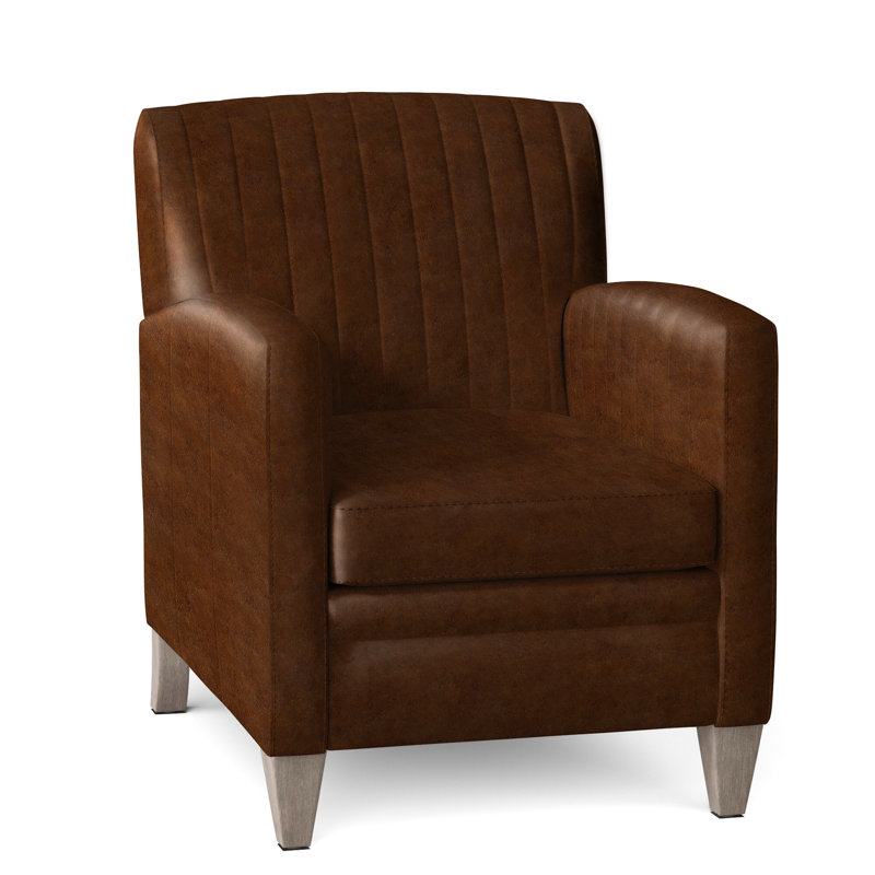 Barnabus Leather Club Chair, Anilina Cacao Genuine Leather, Stone