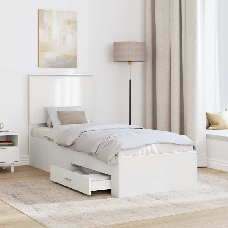 Bed Frame, Small Single (2'6), White/Silver