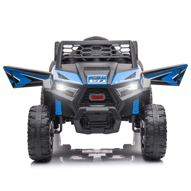 Black 12V Kids Ride-On UTV with LED Lights and Horn