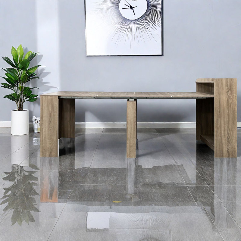 Tables de salle à manger extensibles (table seulement, sans chaises, avec plateau et pieds) avec rangement, cuisine moderne en bois de grange