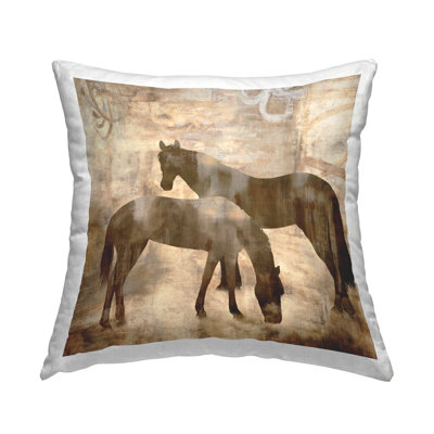 Rustic Farm Horses Silhouettes Printed Throw Pillow Design By Jason Mann