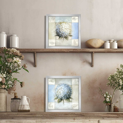 " Blue Hydrangea " 2 - Pieces
