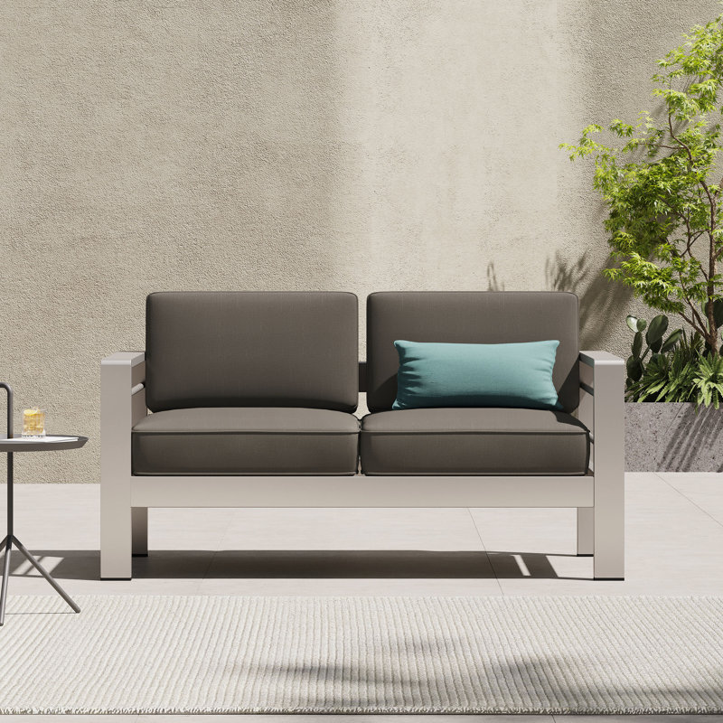 Patio avec structure en aluminium - Eau kaki - Coussin de siège de 49,50 po et accoudoir de 24,02 po de hauteur requis