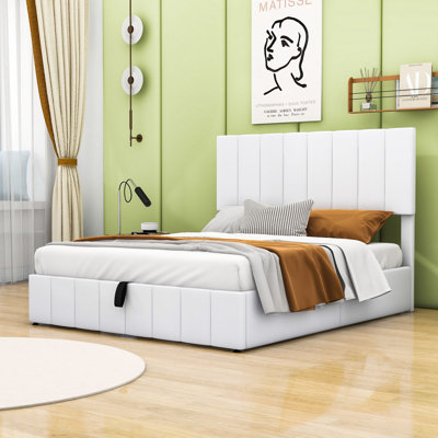 Lit plateforme tapissier avec rangement robuste Laurissa