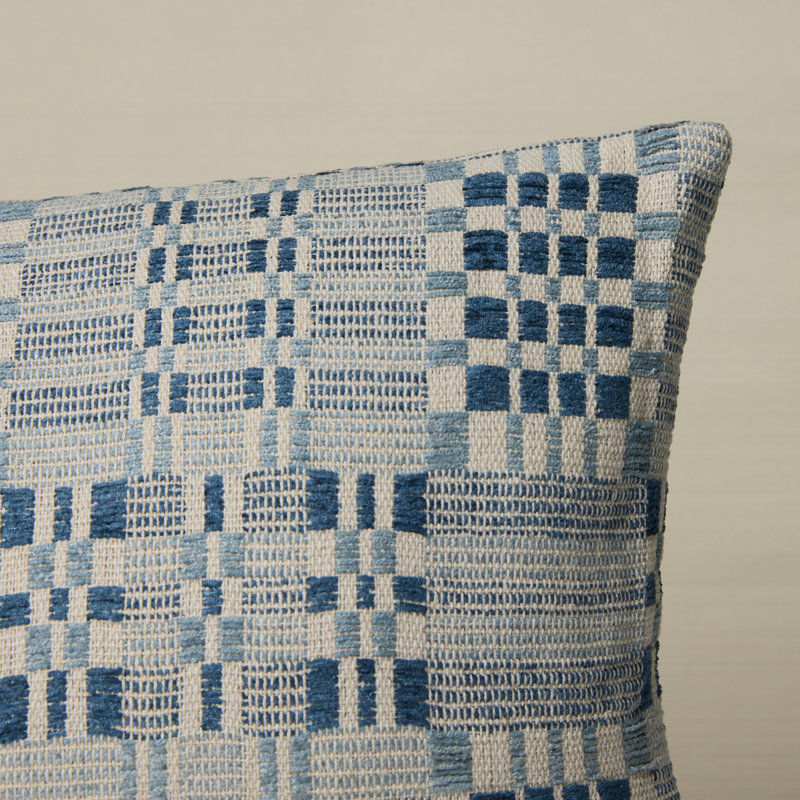 Coussin Brimfield, Bleu géométrique, H 12 po x l 24 po