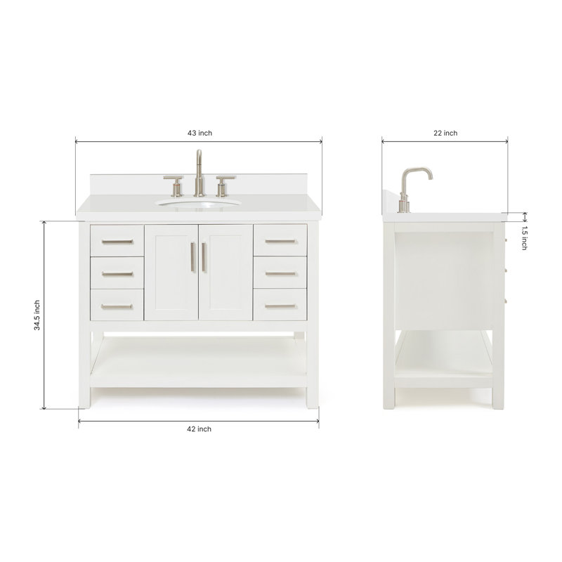 Magnolia Bath Vanity Oval Basin S043SWQ, White, Oval