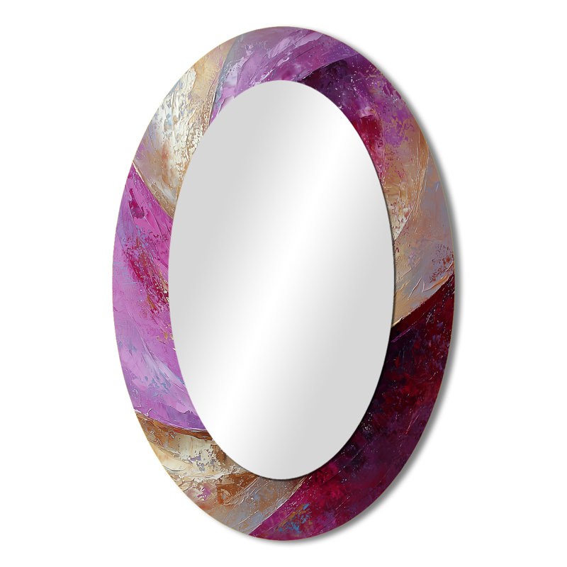 Abstrait abstrait lavande Tranquility Balance I - miroir ovale doré, 36 po x 24 po