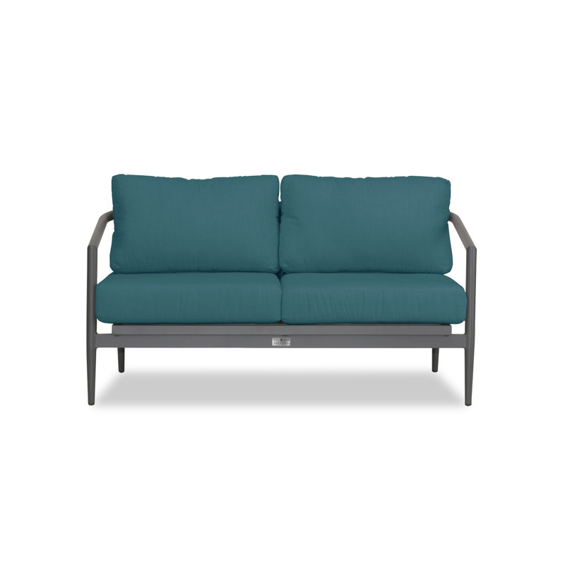 Olio Outdoor 2 - Seat Loveseat, Spectrum Peacock Sunbrella® Plainweave, Slate