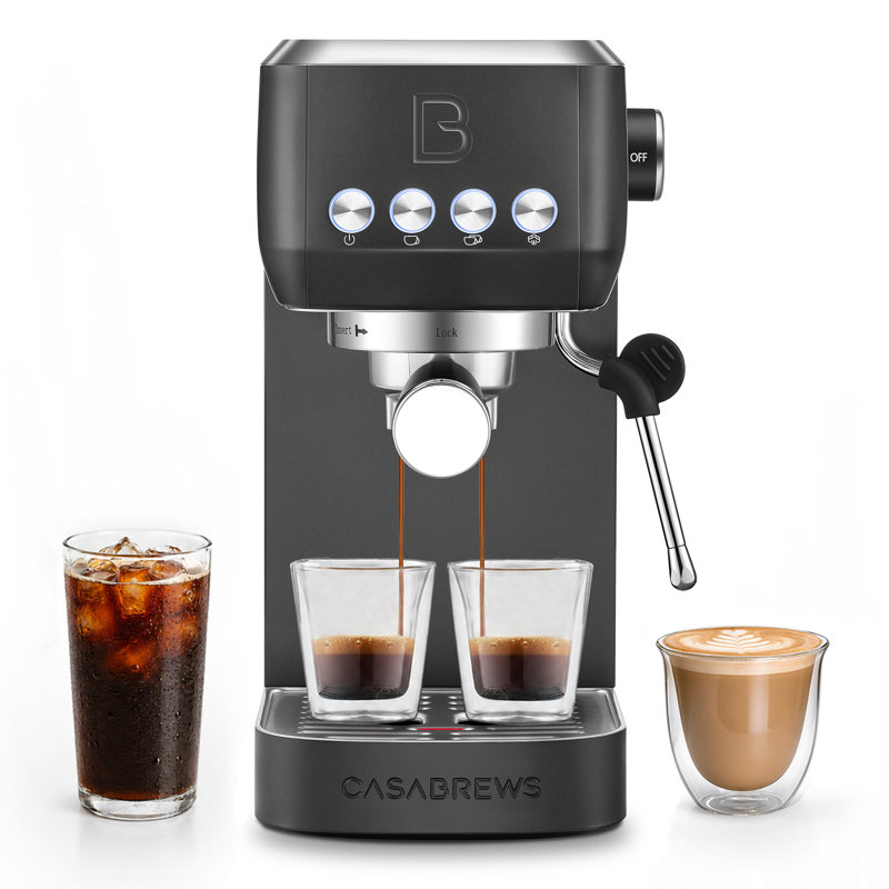 Machine à espresso 20 barres avec buse à vapeur, cafetière compacte avec réservoir à eau amovible 43,9 oz., Noir