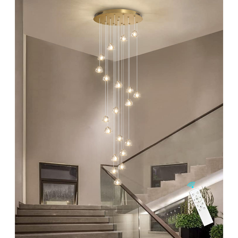 Lustre en cristal 20 lumières à intensité variable, Doré