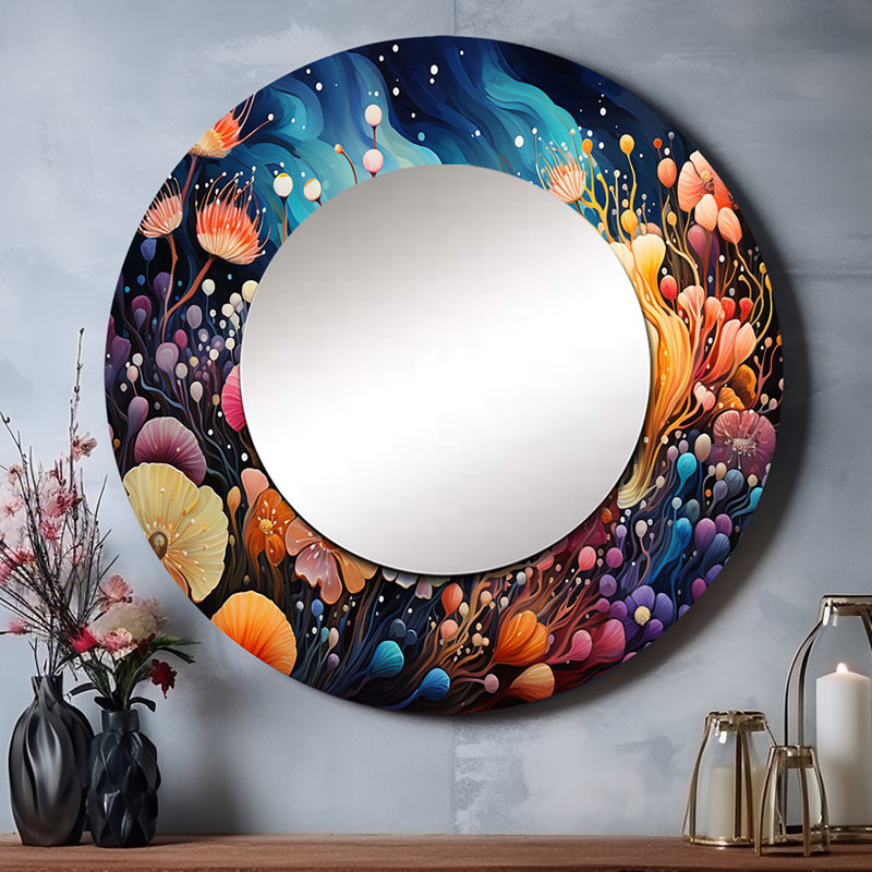 Décoration murale Sehreen - miroir animaux marins, 29 po x 29 po, Rond
