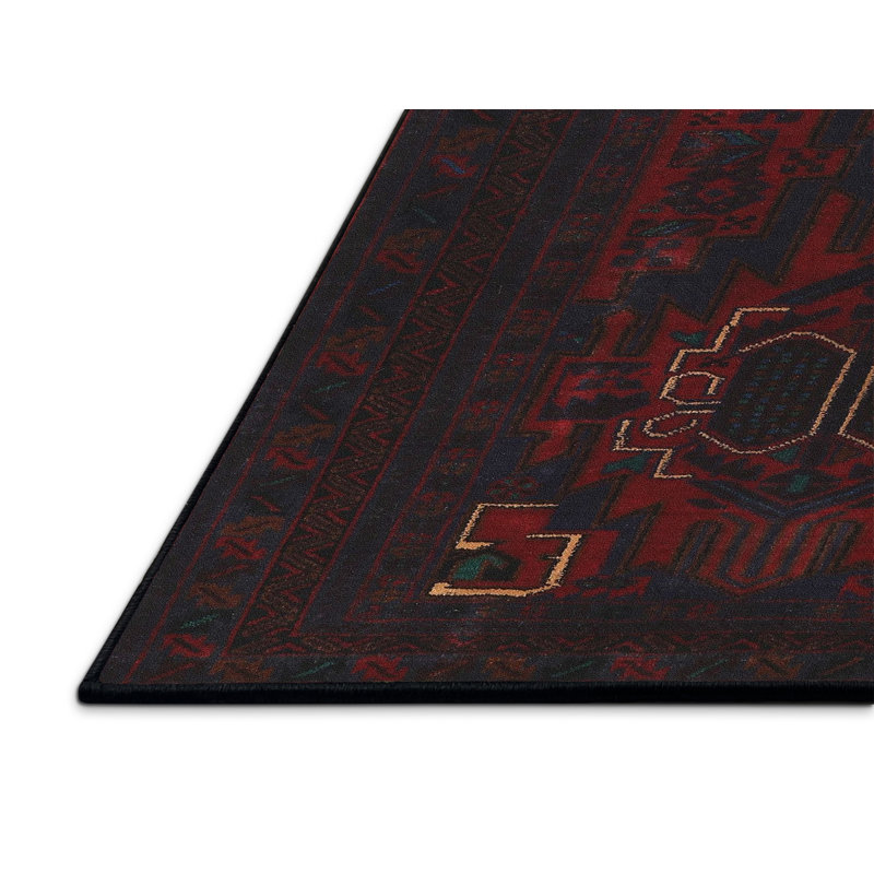 Tapis sud-ouest Mehroon / noir / crème, Rectangle 4 pi x 6 pi