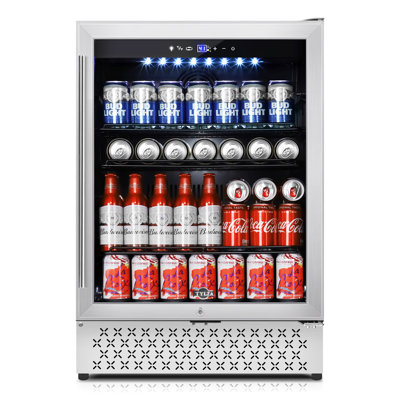 Réfrigérateur à boissons de 24 pouces, réfrigérateur à boissons sous comptoir / autoportant, refroidisseur de boissons de 190 canettes avec porte en verre, porte réversible, faible bruit, refroidissement rapide - pour la bière, les boissons gazeuses, etc., noir