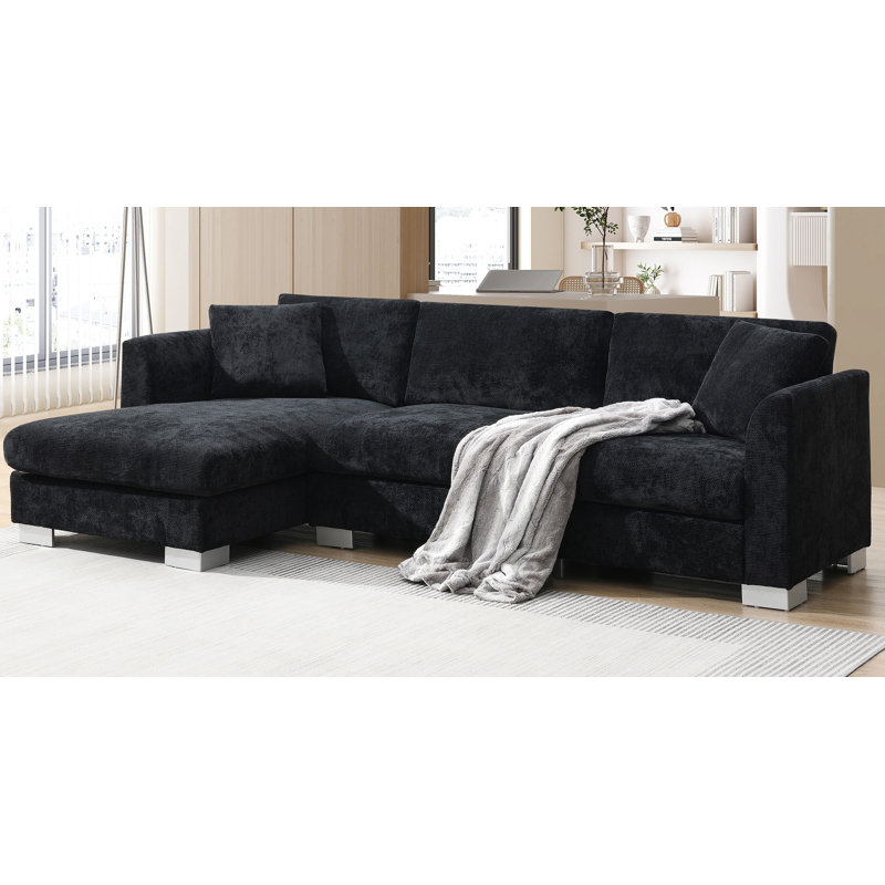 Ensemble de canapé modulaire en forme de L de 96 pouces avec canapé de luxe en forme de L avec 2 coussins gratuits et mobilier en chenille 4 places avec méridienne surdimensionnée