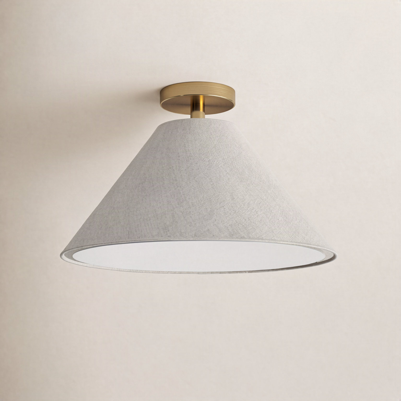 Trion Single Light Stainless Steel Flush Mount, Light Gray/White
