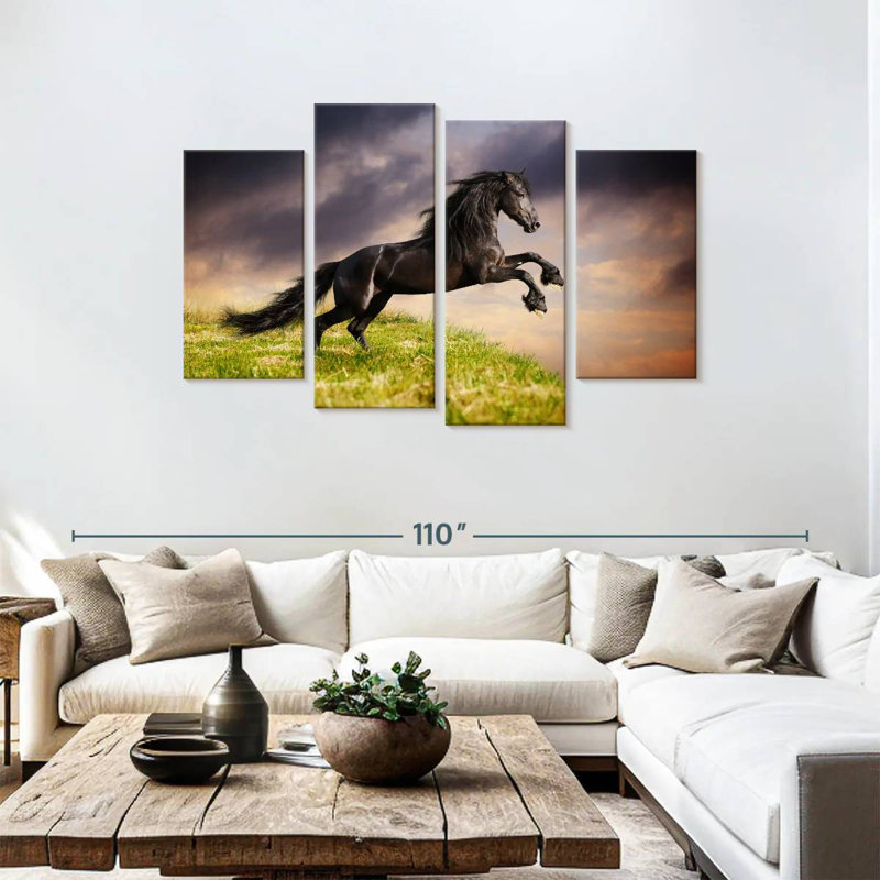 Friesian Horse On A Cliff