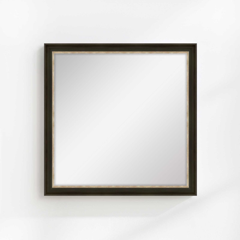 Eleganza Solid Wood Flat Mirror, Gilded Silver, 41.5" x 41.5"