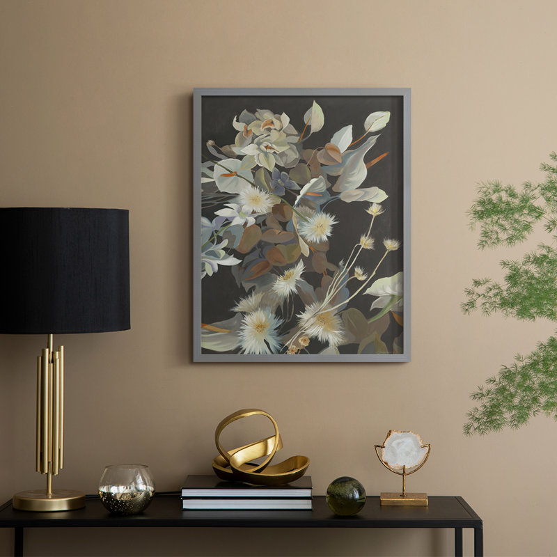 Turn a New Leaf Framed Print - Solid Wood, 21" H x 17" W, Gray