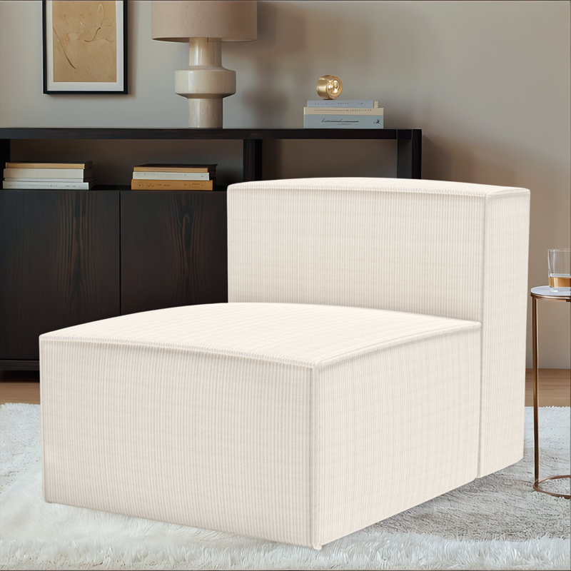 Hershberger-Canapé du milieu-Beige-3/5, Velours côtelé beige