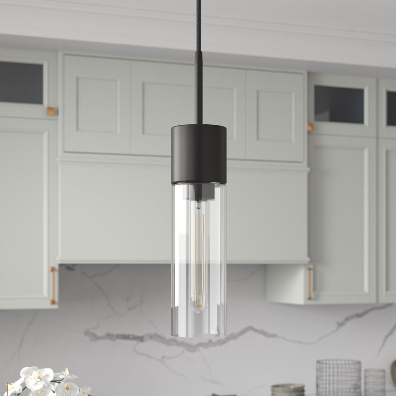 1 - Light Gold Single Pendant, Black