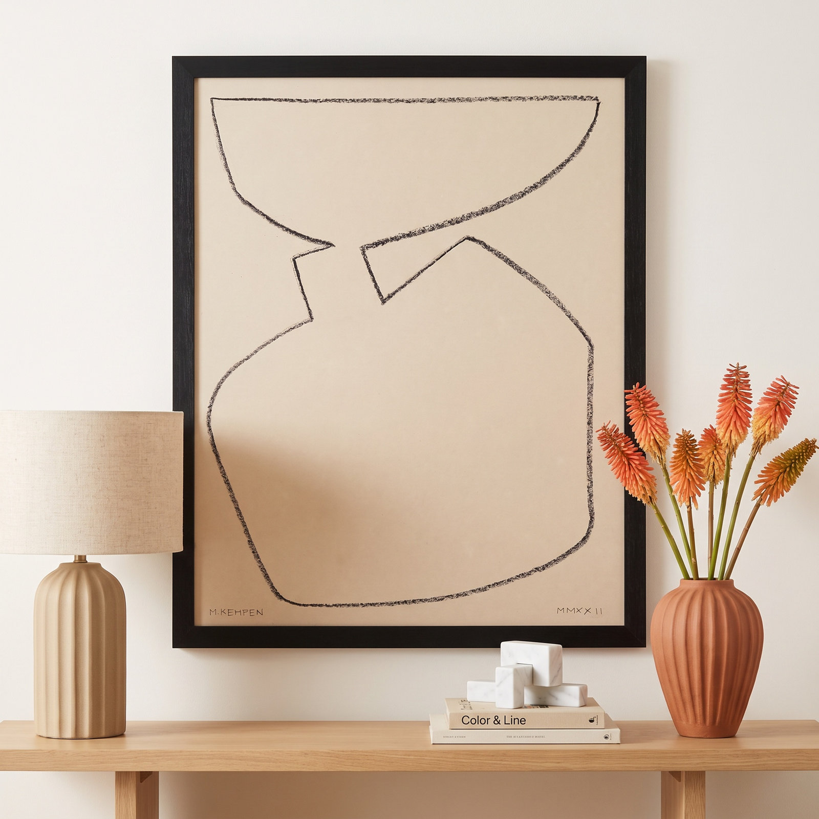 Freya "Outlines 6" Print, 16" W x 20" H, Black Framed