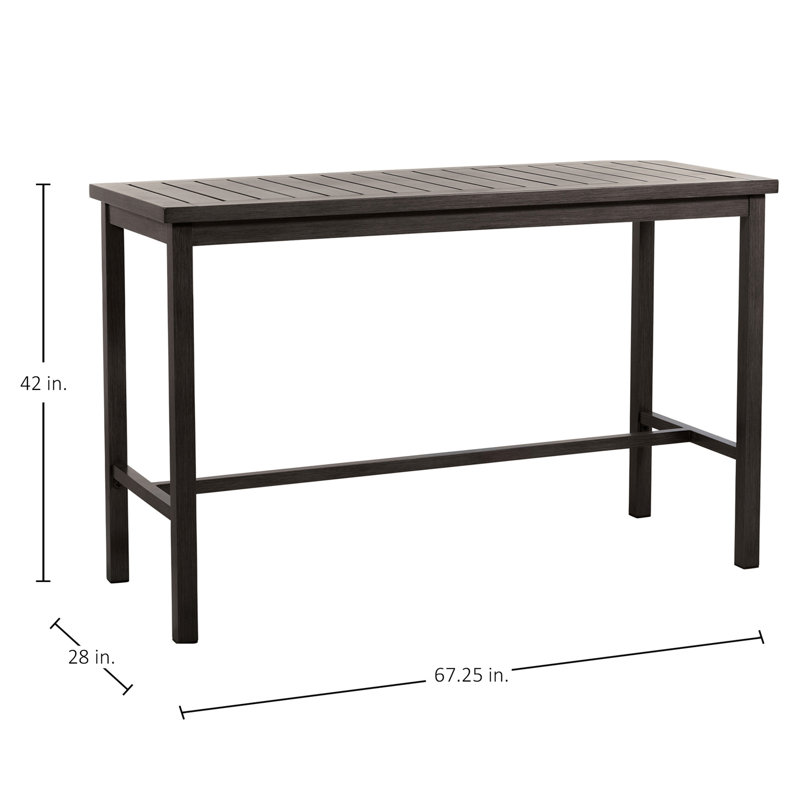 Club Aluminum Outdoor Bar Table, Slate Gray