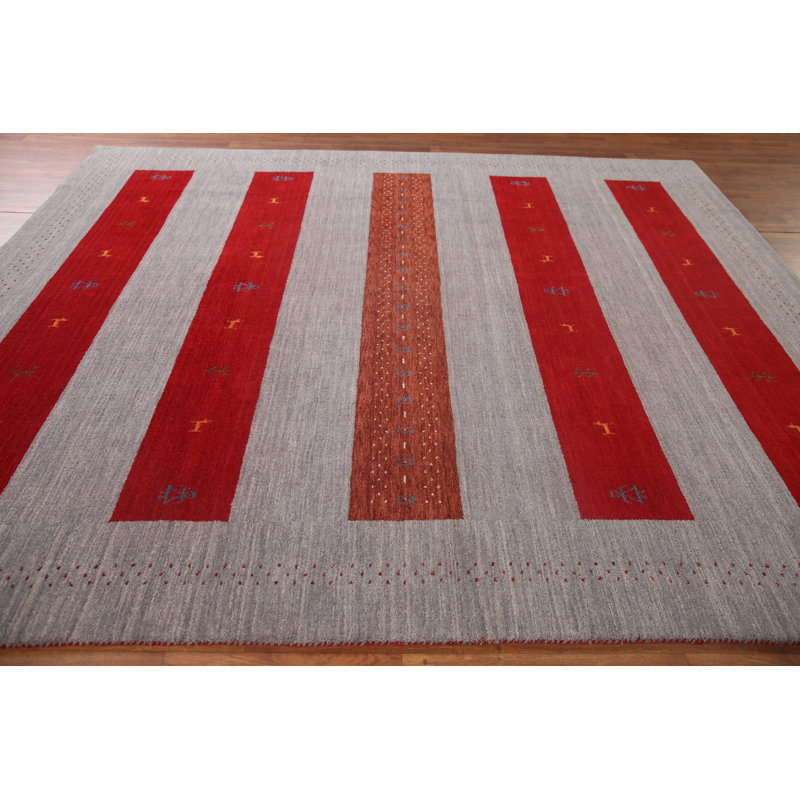 Tapis oriental rayé Gabbeh 8 x 10