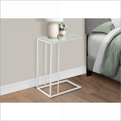 Modern C-Shaped Tempered Glass Coffee Table with Sturdy White Metal Base - Space-Saving for Snacks &amp; Drinks