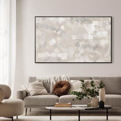 Extra Large Wall Art Fabric Print - Neutral Abstract Minimalist Art Artwork Decor for Living Room or Bedroom - "Frame Assembly Required (Unfinished Frame)"
