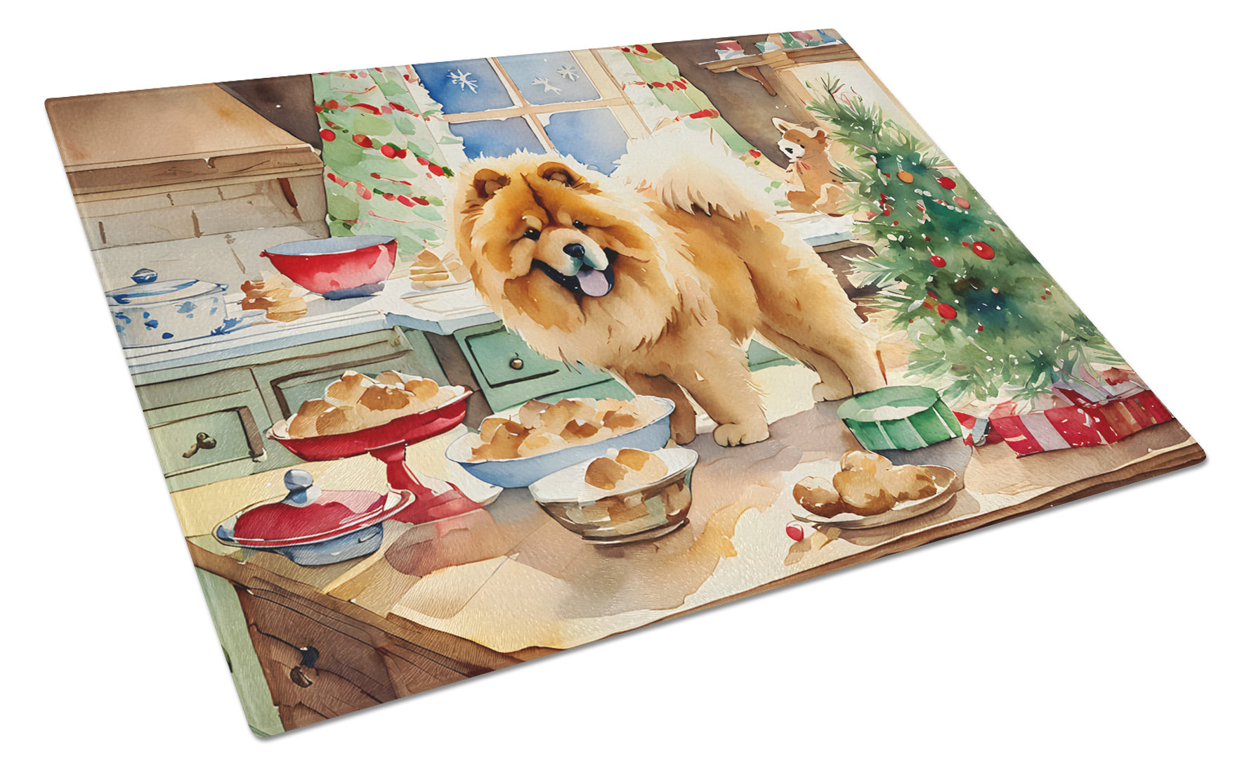 Caroline's Treasures Chow Chow Christmas Cookies Glass Cutting Board ...