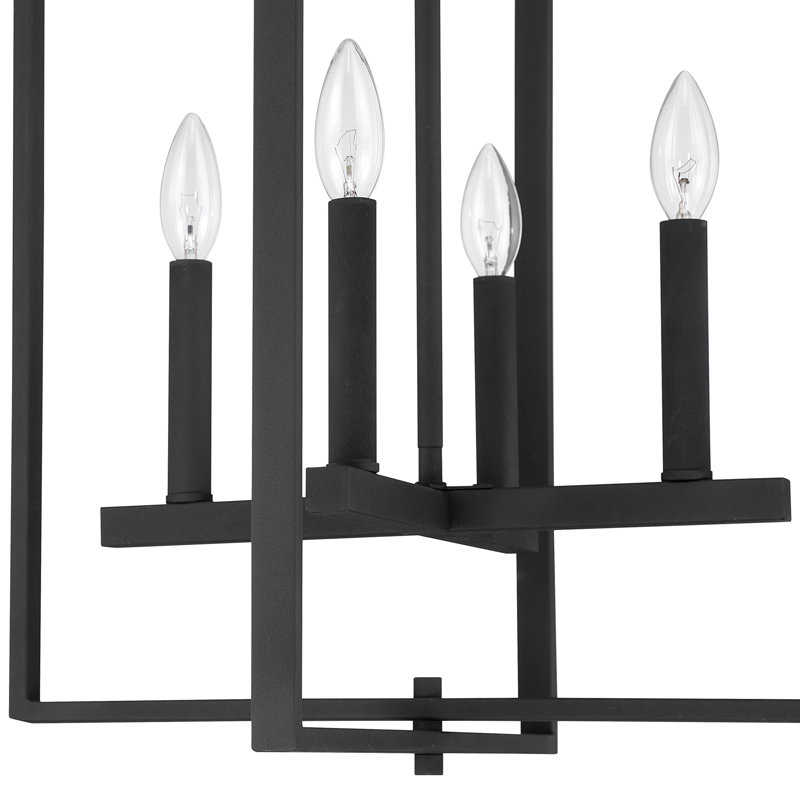4 - Light Steel Dimmable Retro Industrial Chandelier, Matte Black
