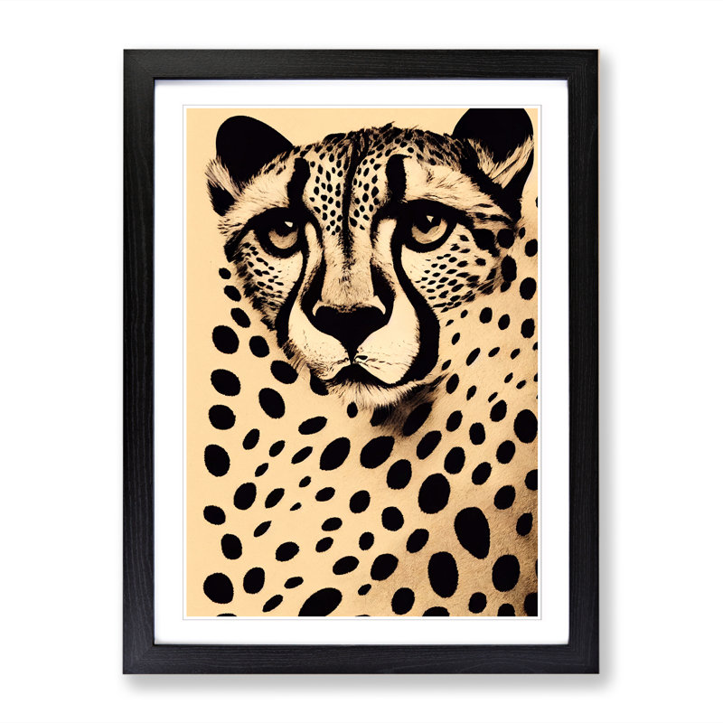 Cheetah Collage - Picture Frame Print, 34cm H x 25cm W, Walnut Framed