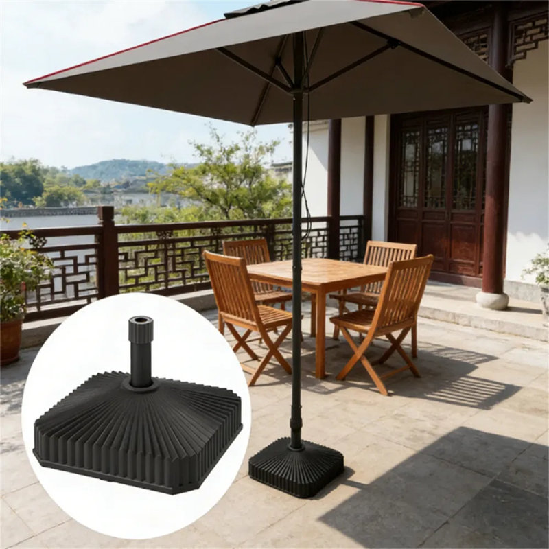 cross base stand for patio umbrella 4-Piece Fillable Garden Yard Poolside The classic black color will complement any patio decor or umbrella canopy color (umbrella not included) Umbrella Stand Heavy-duty Cross